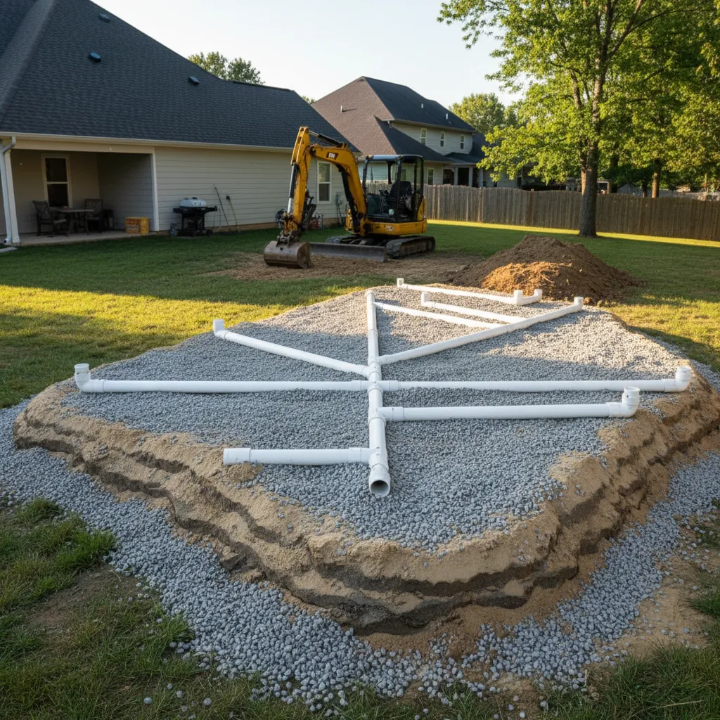 mound septic system installation square